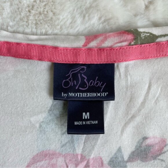 Oh Baby By Motherhood | Cream and Rose Floral Maternity T-Shirt | Size Medium - Picture 7 of 10